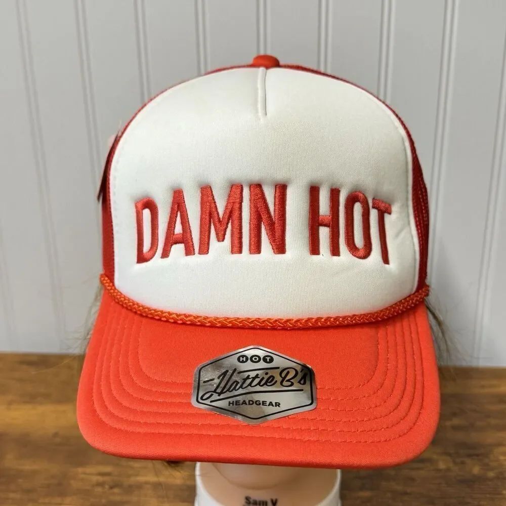 DAMN HOT Hattie B's Hot Chicken Red White Snapback Hat Cap Mesh Trucker OS NWT